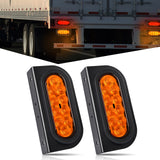 Nocthunt 6Inch Oval Trailer Tail Light with flush Mount Grommets Plugs w/Mounting Brackets 2PCS Amber Waterproof Turn Signals Trailer Lights for RV Truck